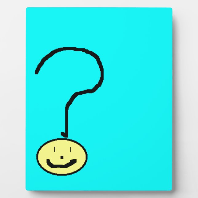 Placa Expositora Emoji con interrogantes sonrientes felices, arte i (Frente)