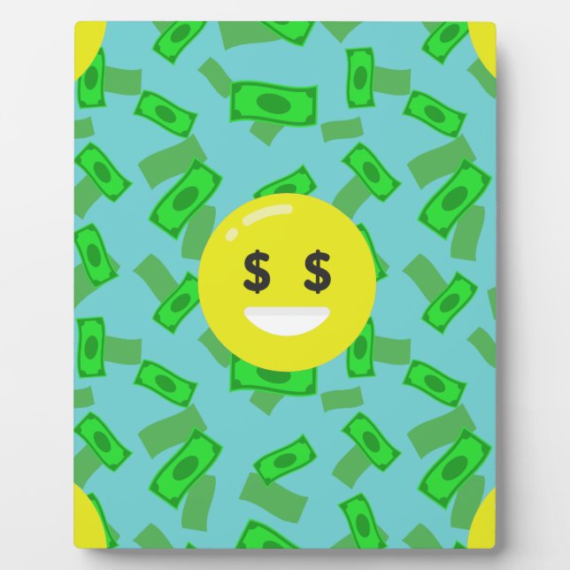 Placa Expositora emoji con ojos de dinero (Frente)