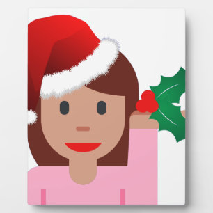 Placa Expositora emoji de chica de información de navidad