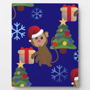 Placa Expositora emoji de monos navidades santa