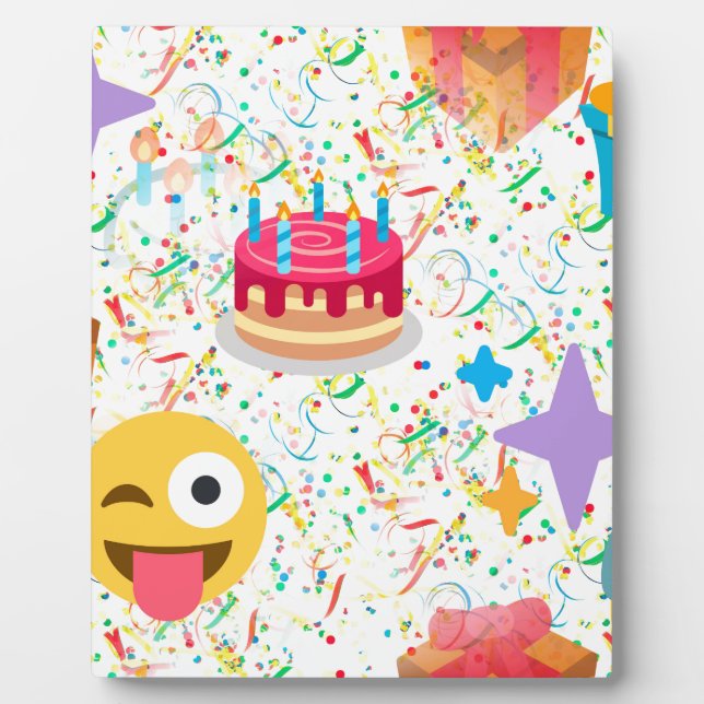 Placa Expositora emoji feliz de cumpleaños (Frente)