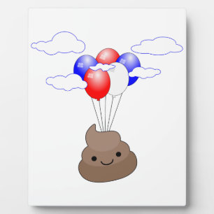 Placa Expositora Emoji Poo Volando Con Globos