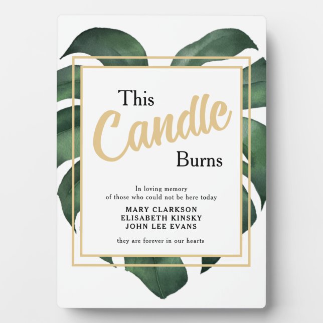 Placa Expositora En la memoria amorosa Leaf boda signo Tabletop Pla (Frente)