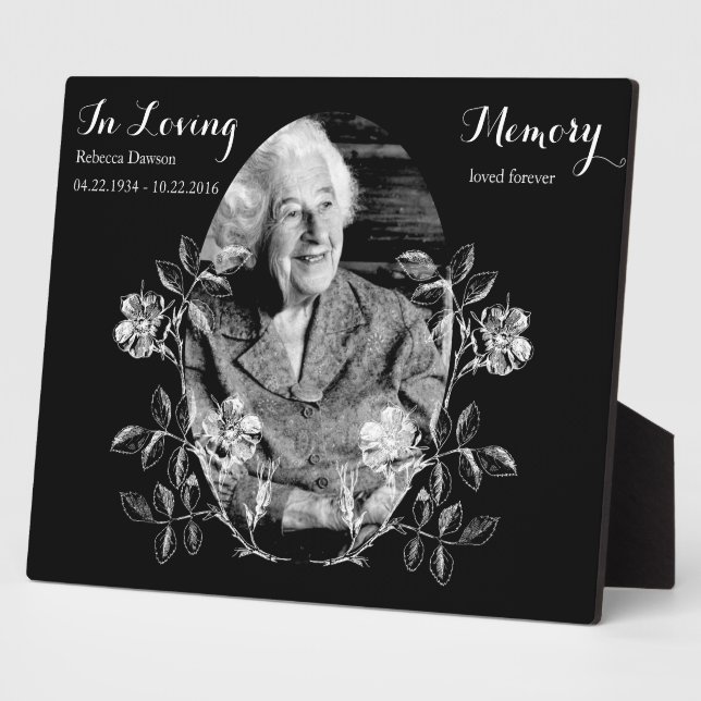 Placa Expositora En la memoria amorosa Personalizado Floral Memoria (Lado)