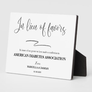 Placa Expositora En lugar de favores, firme Tabletop Plaque con Eas