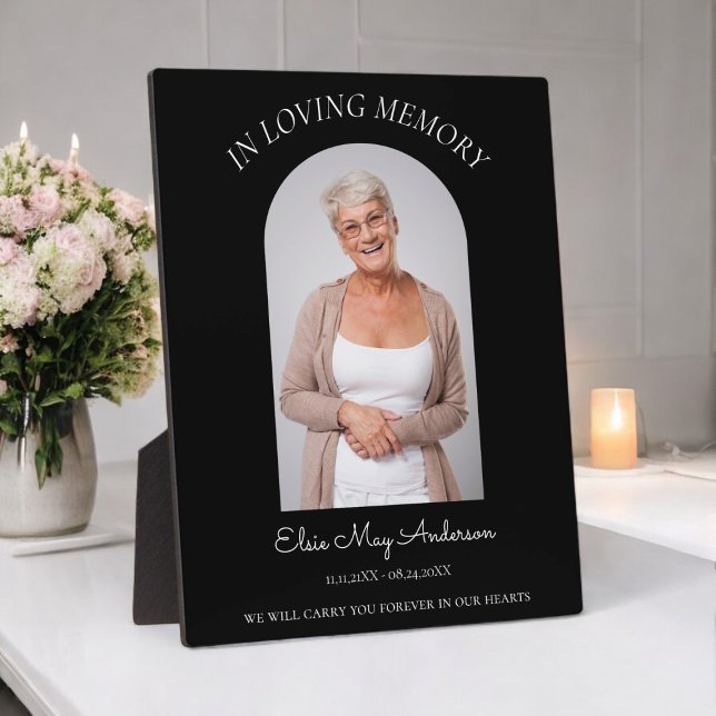 Placa Expositora En memoria amorosa simple eleganterecuerdo  foto (add a photo of your loved one for a forever memory keepsake )