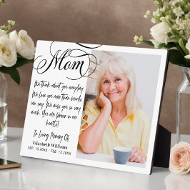 Placa Expositora En Memoria de Mamá Foto Poema