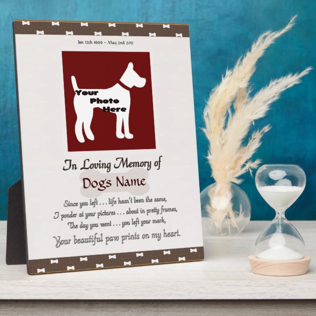 Placa Expositora En Memoria de tu Perro (marrón y blanco) (Lado)