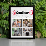 Placa Expositora Enamoramiento de perros 4 tablero de collage perso<br><div class="desc">Celebra a tu mejor amigo con una placa de Collage de fotos personalizado. Cuando tienes tantos recuerdos y fotos divertidos, una foto no es suficiente. Este poster tiene 4 fotos, una cita, y usted puede personalizar el nombre de su mascota. También puede cambiar el color de la huella de la...</div>
