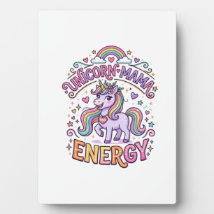 Placa Expositora Energía de Mamá Unicornio Diseño Colorido Zazzle_1