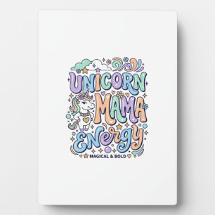 Placa Expositora Energía de Mamá Unicornio Kawaii Diseño Vectorial_