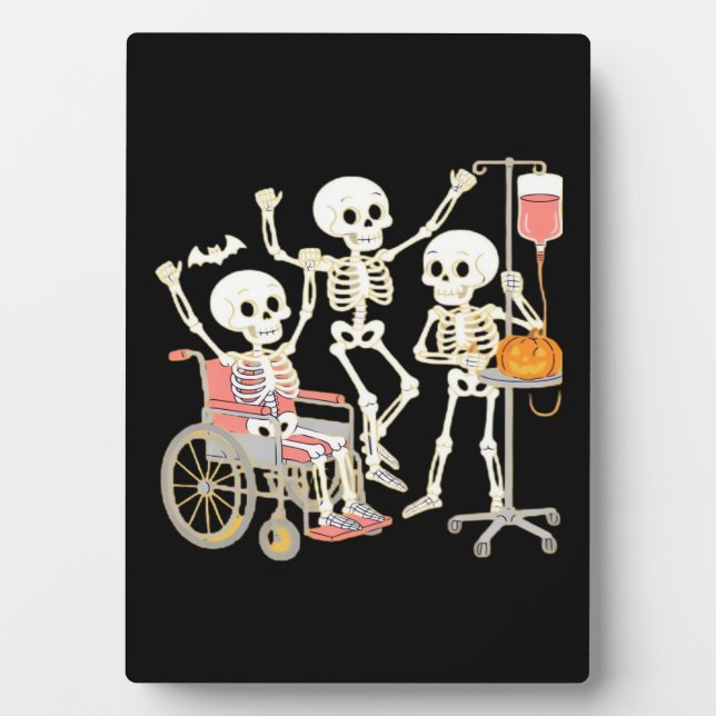 Placa Expositora Enfermera Skeleton Funny Halloween Healthcare Esse (Frente)