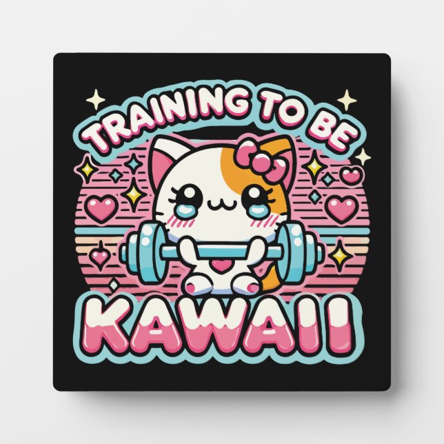 Placa Expositora Entrenamiento para ser kawaii - Gato divertido de  (Frente)