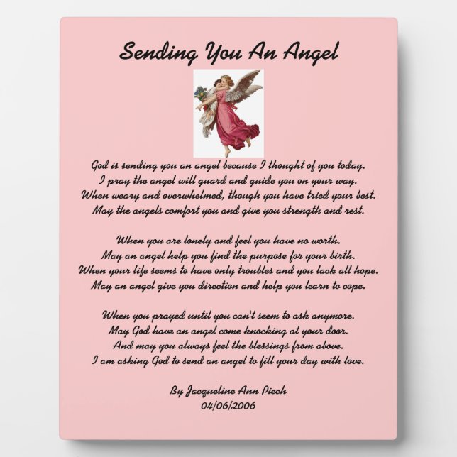 Placa Expositora Enviándote Un Ángel Plaque (Frente)