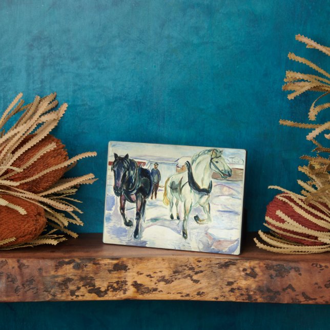 Placa Expositora Equipo de caballos en nieve por Edvard Munch (Lado)