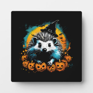 Placa Expositora Erizo de Halloween y calabazas lindos
