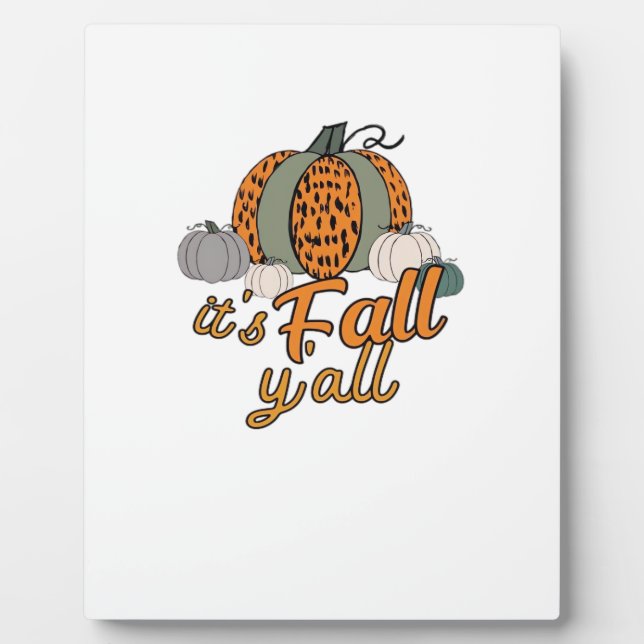 Placa Expositora Es Fall Y'all, Funny Pumpkins Leopard Pattern (Frente)