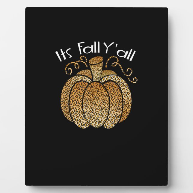 Placa Expositora Es Fall Y'all Leopard Print Pumpkin Rustic Happy (Frente)