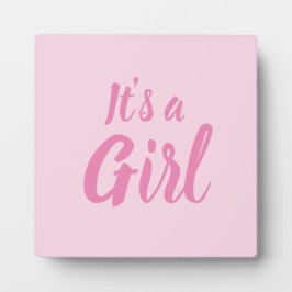 Placa Expositora Es un Chica, una ducha de bebé rosa claro, revelac