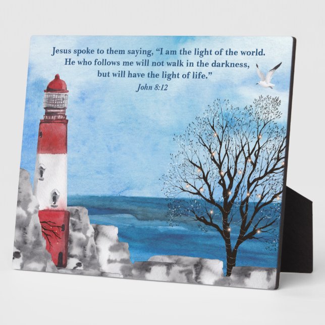 Placa Expositora Escena acuarela de las Escrituras del Faro Rojo (Lado)