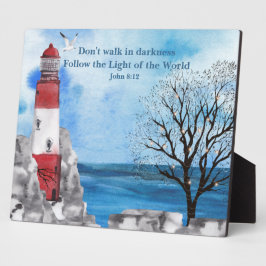 Placa Expositora Escena acuarela del faro rojo