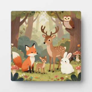 Placa Expositora Escena de guardería de adorables animales del bosq