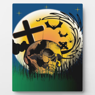 Placa Expositora Escena de Halloween embrujada