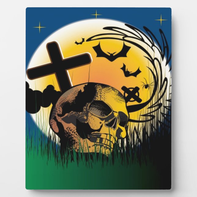 Placa Expositora Escena de Halloween embrujada (Frente)