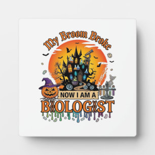 Placa Expositora Escoba Rompió Biólogo Halloween Castillo Embrujado