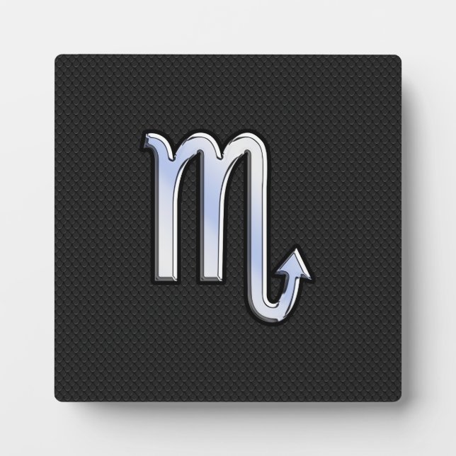 Placa Expositora Escorpio Cromo zodiaco como piel de serpiente negr (Frente)