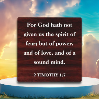 Placa Expositora Escritura inspiradora 2 Timothy 1:7 cristiana