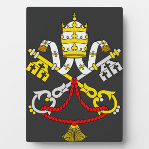 Placa Expositora Escudo de Armas del Vaticano Emblema de Arte Fino