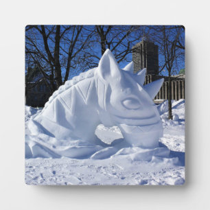 Placa Expositora Escultura de Nieve de Caballo, Quebec, Canadá