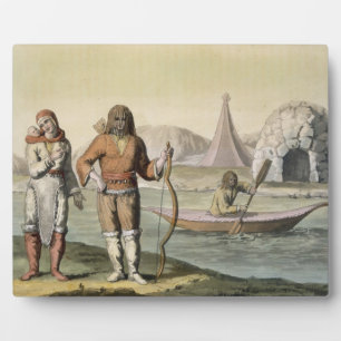 Placa Expositora Eskimos en la Bahía de Hudson, de 'Le Costume Anci