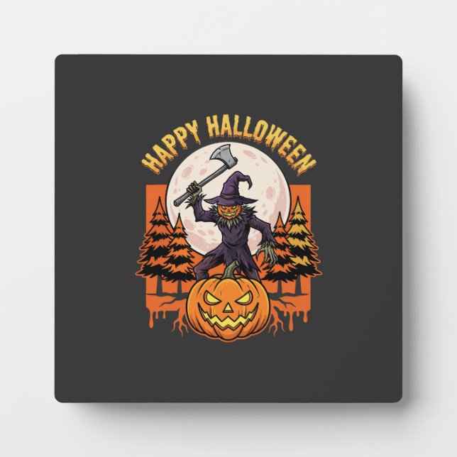 Placa Expositora Espantapájaros Feliz Halloween Jack O Linterna Vec (Frente)