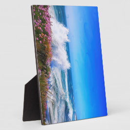 Placa Expositora Espectacular ola impresionista con flores rosas