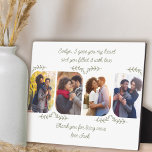 Placa Expositora Esposa 4 Foto vertical Palabras amorosas Hoja Deli<br><div class="desc">Regalo de placa fotográfica femenina para el aniversario del boda, cumpleaños, etc. - o muy fácil de personalizar para cualquier persona o miembro de la familia especial. La plantilla de fotos muestra 3 de tus fotos favoritas en formato vertical con esquinas redondeadas. Leído con una frase amorosa en un guión...</div>