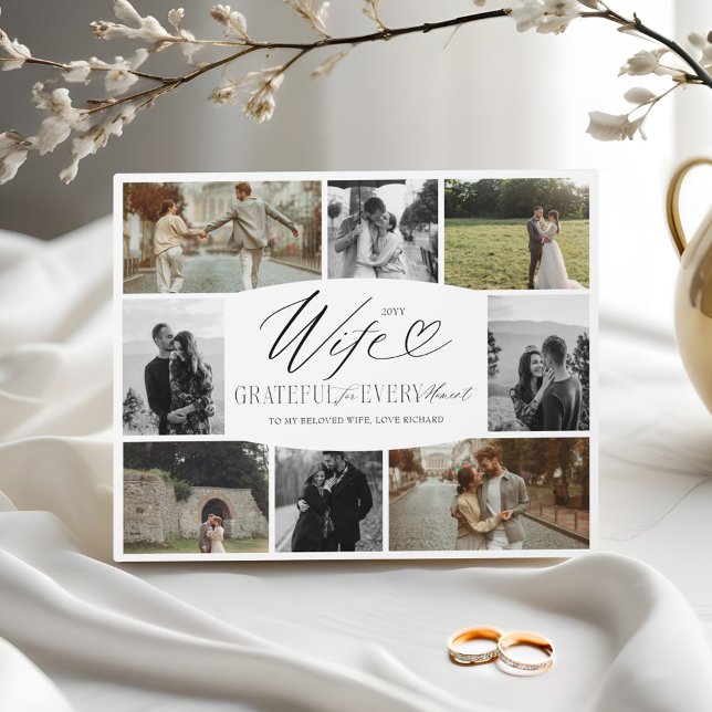 Placa Expositora Esposa Agradecida por Cada Momento Collage de Foto (Wife Grateful for Every Moment Photo Collage Plaque)
