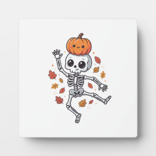 Placa Expositora Esqueleto bailarín de Halloween lindo con cabeza d