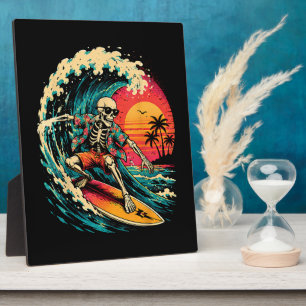 Placa Expositora Esqueleto de surf vintage en tabla de surf de Hall