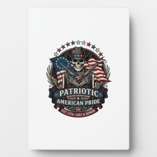 Placa Expositora Esqueleto Patriótico Vaquero Patriota Oscuro Esque