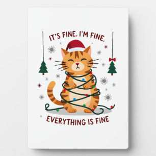 Placa Expositora Está Bien Estoy Bien Todo Está Bien Gato De Navida