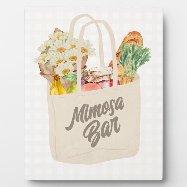 Placa Expositora Está fuera del mercado, ducha de novia, bar Mimosa (Frente)