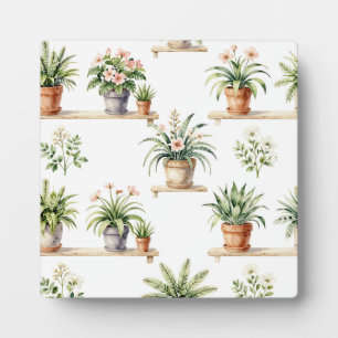 Placa Expositora Estante de plantas en macetas al estilo acuarela
