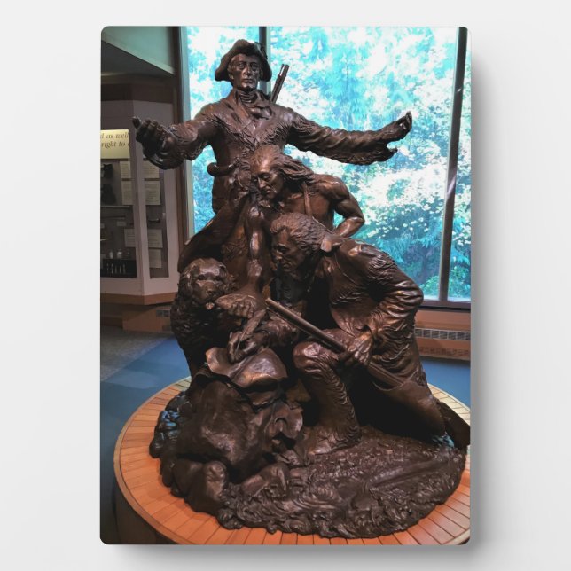 Placa Expositora Estatua de Lewis & Clark, Fort Clatsop, Oregón (Frente)