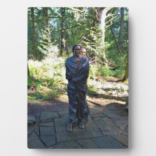 Placa Expositora Estatua de Sacagawea, Fort Clatsop, Astoria, Oregó