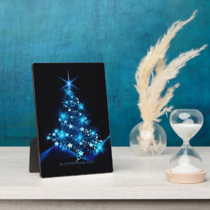 Placa Expositora estilizado árbol de Navidad SlipperyJoe azul brill