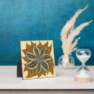 Placa Expositora Estilo de Batik Floral Resumen Africano