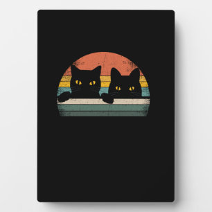 Placa Expositora Estilo retro vintage de gato negro - Regalo de ama