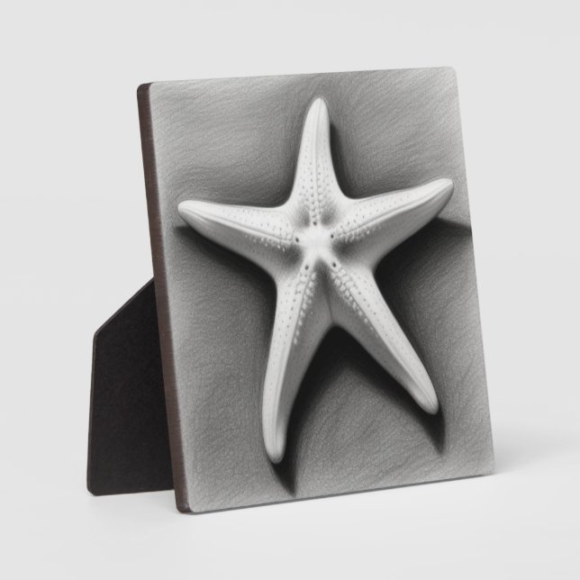 Placa Expositora Estrella de mar en blanco y negro (Anverso)